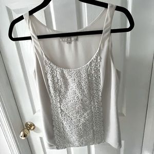 LOFT white tank with flowered lace